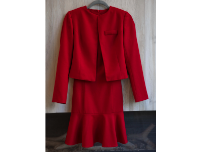 red wool dress